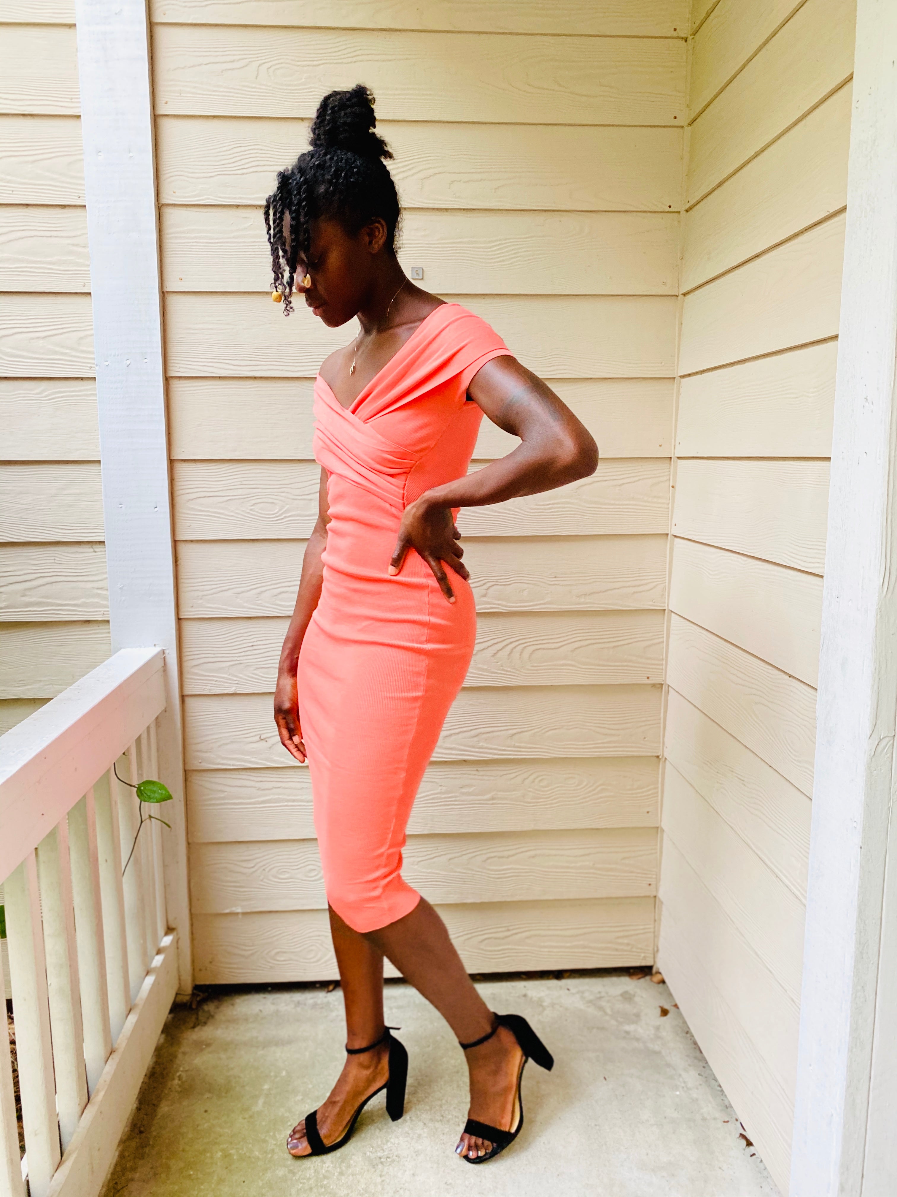 Such a Lady Midi Dress - Neon/Peach