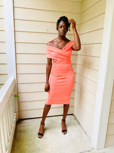 Such a Lady Midi Dress - Neon/Peach