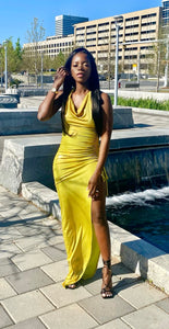 Cowl Neck Golden Goddess Dress