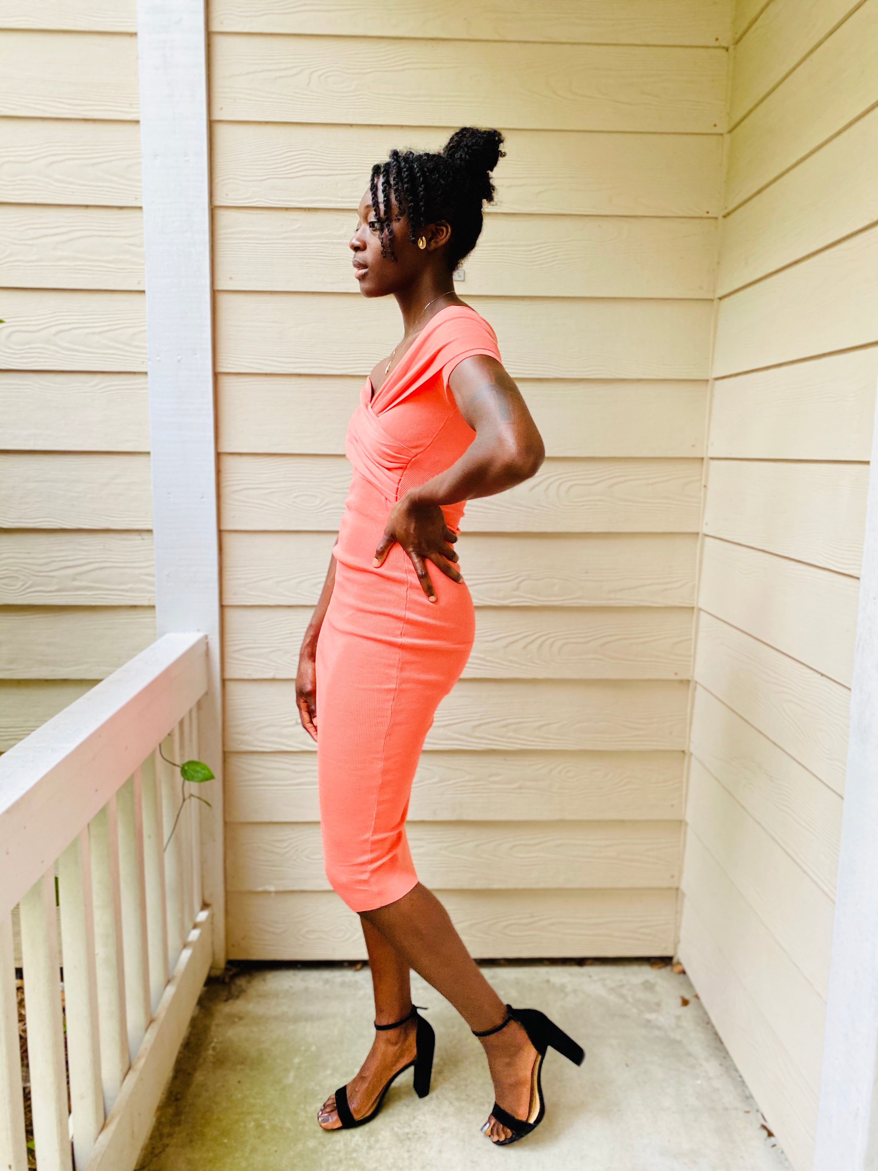 Such a Lady Midi Dress - Neon/Peach